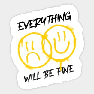 Everything will be fine, smiley, grunge style Sticker